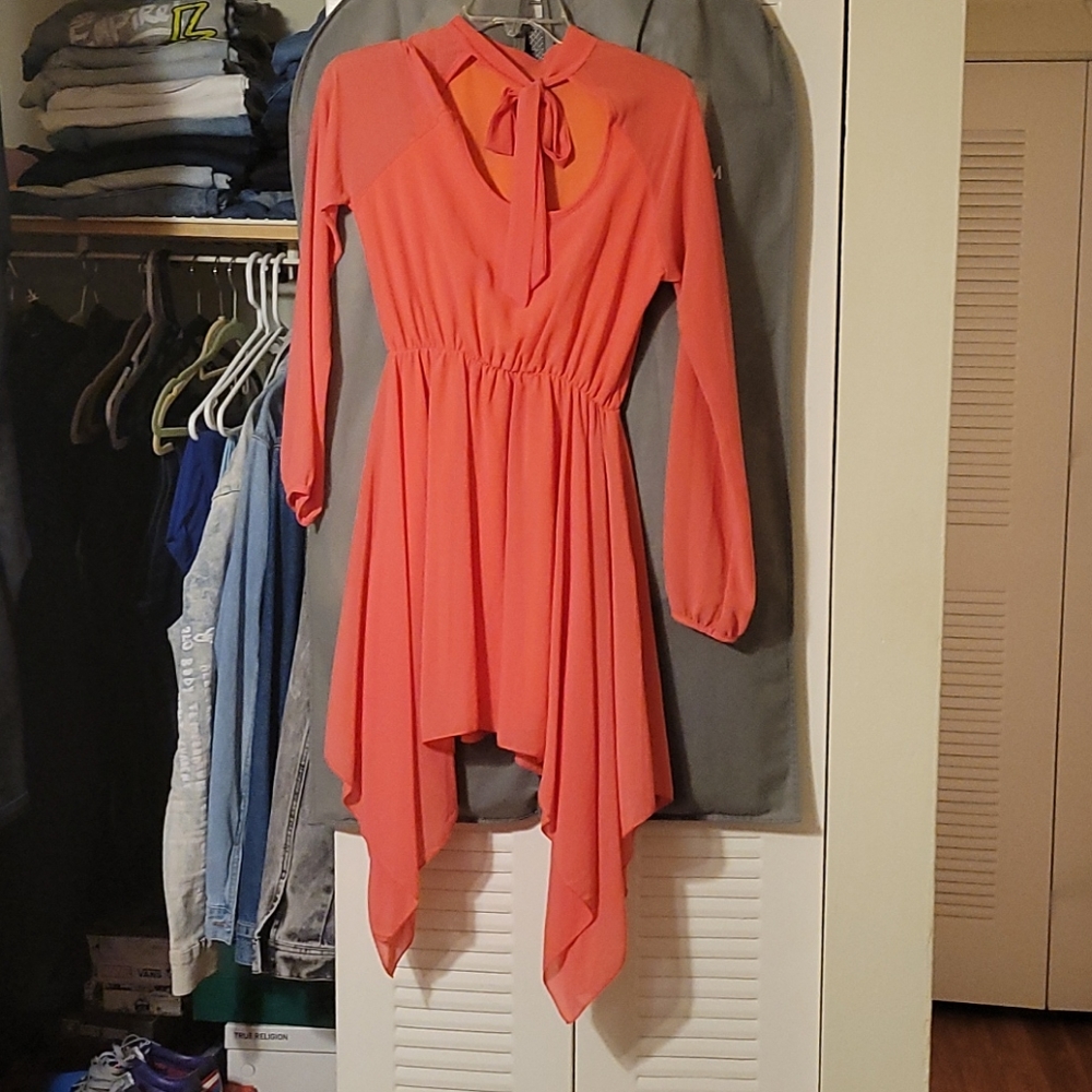Coral Peplum Dress